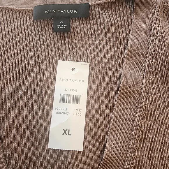 ANN TAYLOR NWTO,BEAUTIFUL BROWNISH/ DARK TAUPE DRESSY CARDIGAN SIZE XL